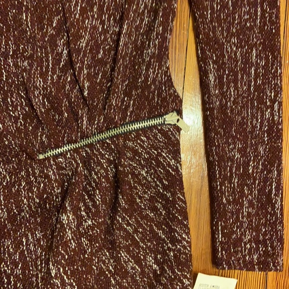 Maison Scotch Burgundy Tweed Knit Zip Sweater Dress - Picture 3 of 11